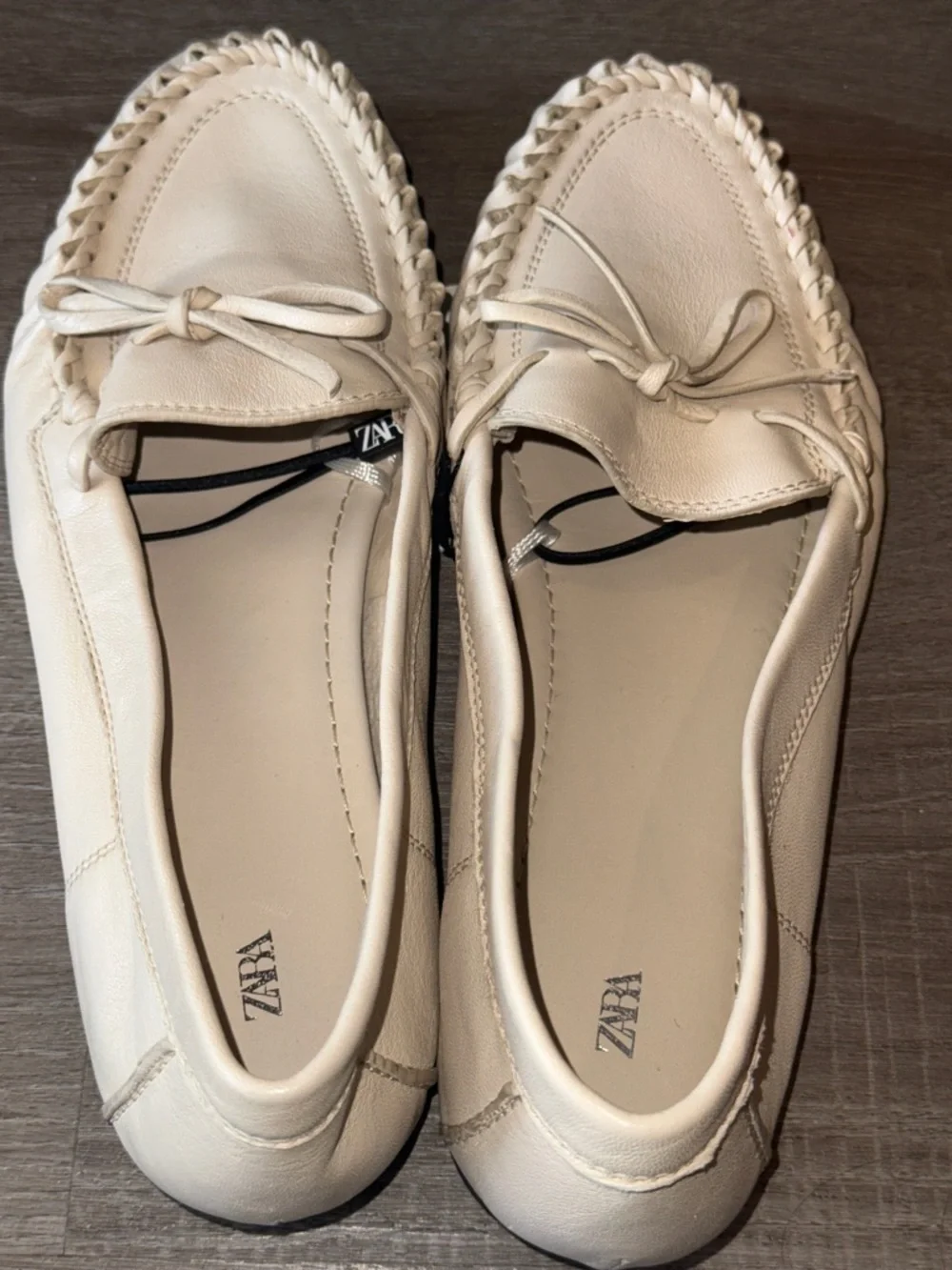 Zara Gathered Soft Leather Loafers (NWT)